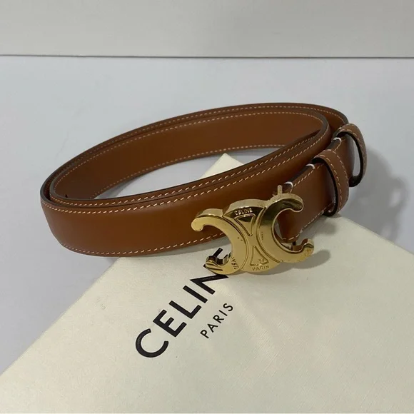 Celine Women's Tan Leather Belt SZ 85 - Picture 3 of 3